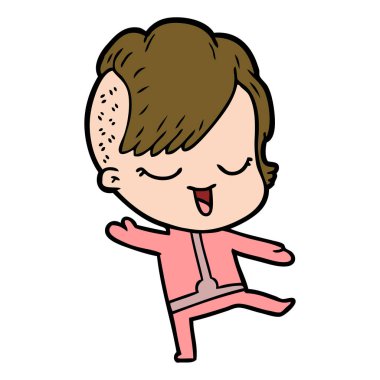 mutlu çizgi film kız vektör çizim