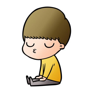 vektör çizim karikatür sakin çocuk