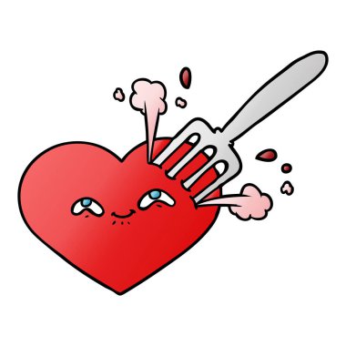 çatal ile çizgi film aşk kalp