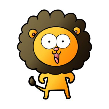 mutlu karikatür aslan vektör çizim