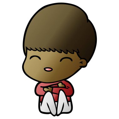 mutlu çizgi film çocuk vektör çizim