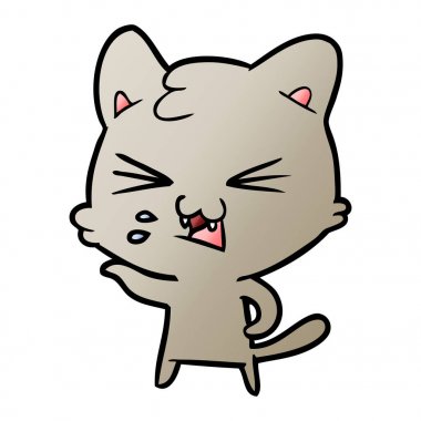 vektör çizim karikatür kedi tıslama
