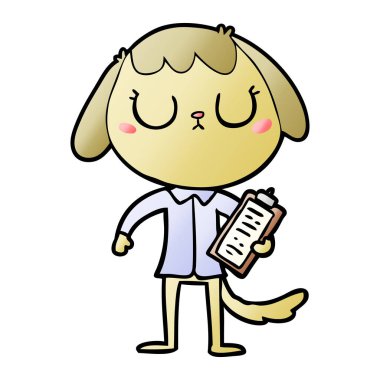 sevimli çizgi köpek Office gömlek giymiş