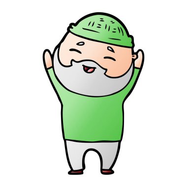 Çizgi film mutlu sakallı adam