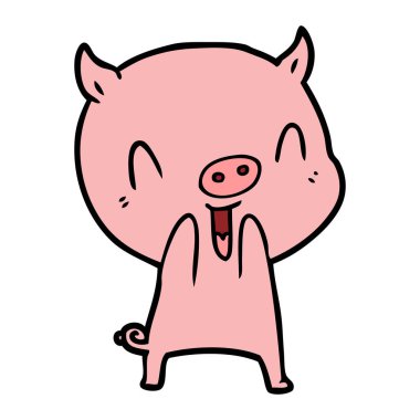 mutlu karikatür domuz vektör çizim
