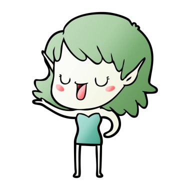 vektör çizim karikatür elf kızı