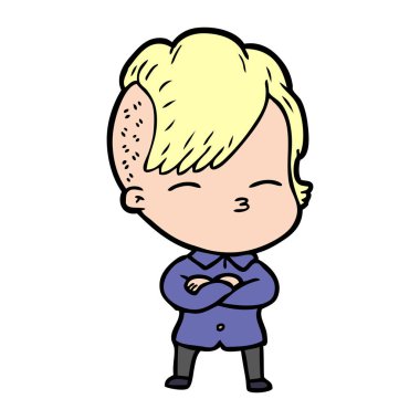 çizgi film kız gözlerini kısarak vektör çizim