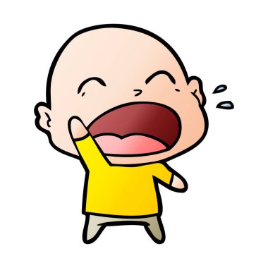 karikatür bağırarak kel adam