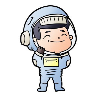 mutlu karikatür astronot vektör çizim