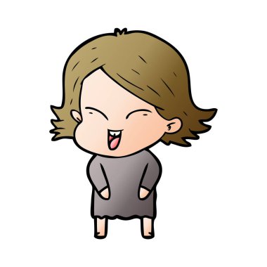 mutlu çizgi film kız vektör çizim