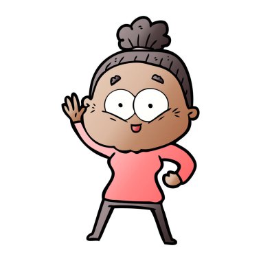 karikatür mutlu yaşlı kadın