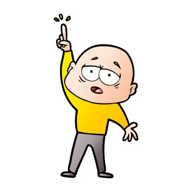 fikir yorgun kel adam çizgi film