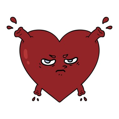 Karikatür kalp çiziminin vektör çizimi