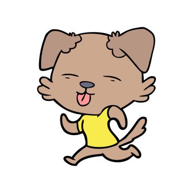 karikatür çalışan köpek dilini