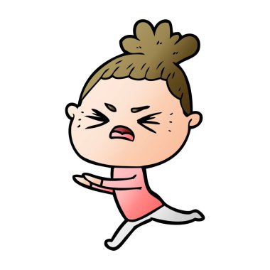 vektör çizim karikatür kızgın kadın