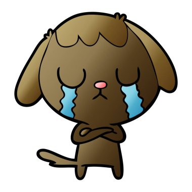 sevimli çizgi köpek ağlıyor