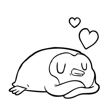 sevgi kalpleri ile bir penguen çizim için