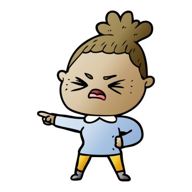 vektör çizim karikatür kızgın kadın