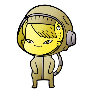 vektör çizim karikatür astronot kadın