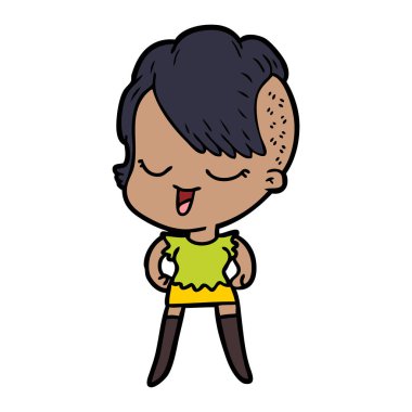 mutlu çizgi film kız vektör çizim