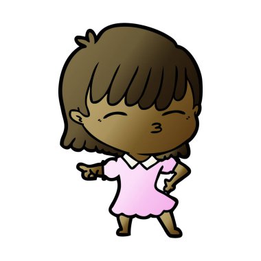 Çizgi filmdeki kadının vektör çizimi