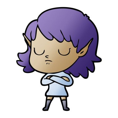 vektör çizim karikatür elf kızı