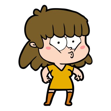 vektör çizim karikatür kız ıslık