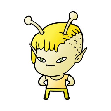 sevimli çizgi uzaylı kız