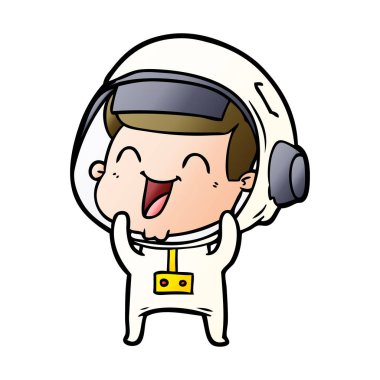 mutlu karikatür astronot vektör çizim