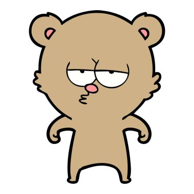 vektör çizim sıkılmış ayı çizgi film