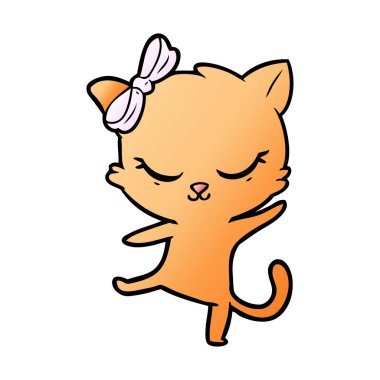 Sevimli çizgi kedi yay ile