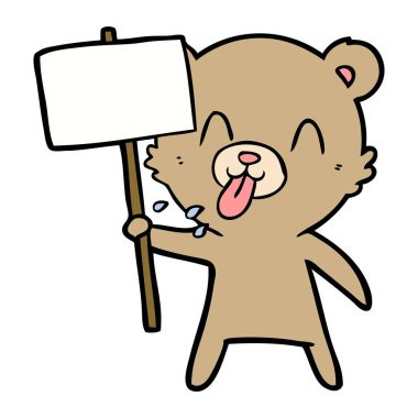 kaba karikatür ayı protesto işareti ile