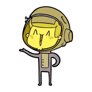 mutlu karikatür astronot vektör çizim