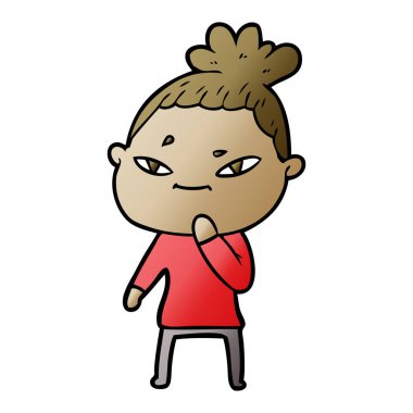 Çizgi filmdeki kadının vektör çizimi