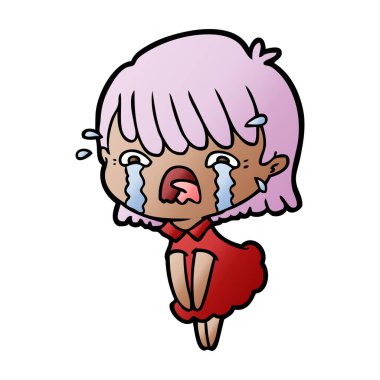 vektör çizim karikatür kız ağlıyor