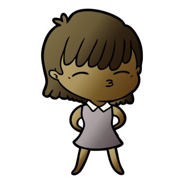 Çizgi filmdeki kadının vektör çizimi