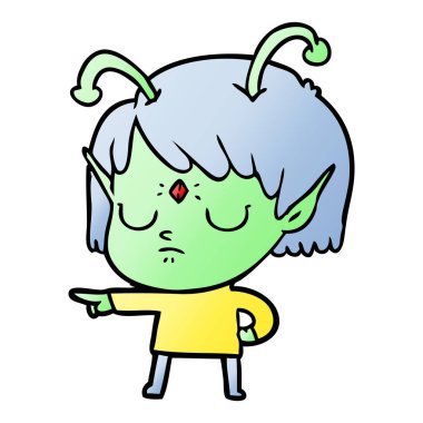 vektör çizim karikatür uzaylı kız