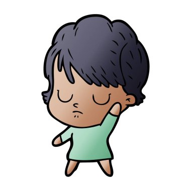 Çizgi filmdeki kadının vektör çizimi