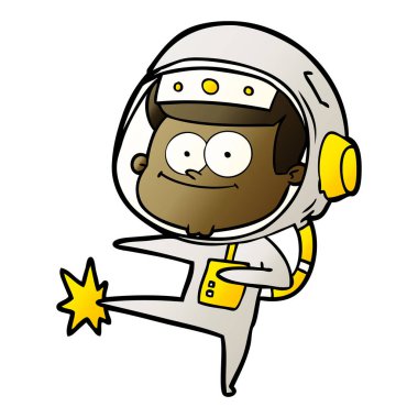 mutlu astronot karikatür vektör çizim