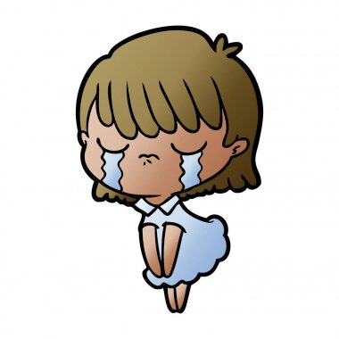 vektör çizim karikatür kadının ağladığını