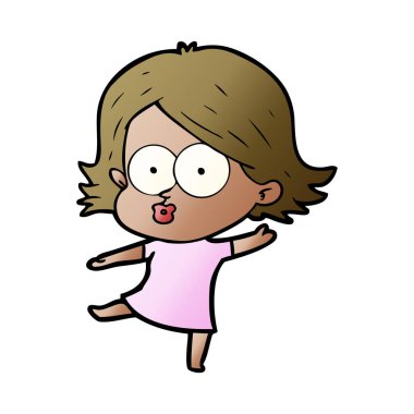 surat asmayı çizgi film kız vektör çizim