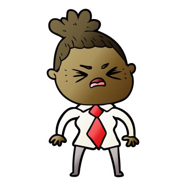 vektör çizim karikatür kızgın kadın