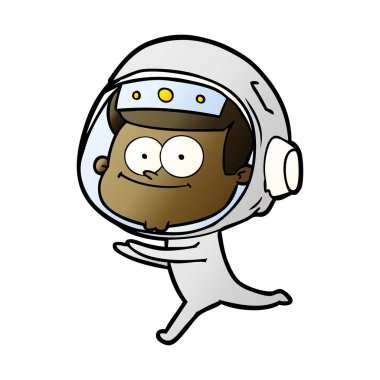 mutlu astronot karikatür vektör çizim