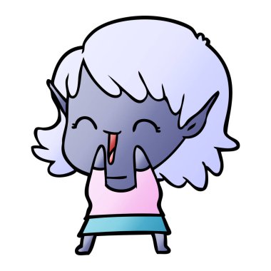 vektör çizim karikatür elf kızı