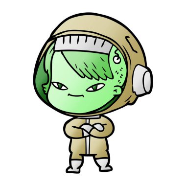 vektör çizim karikatür astronot kadın