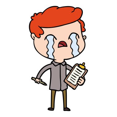 vektör çizim karikatür adam ağlıyor