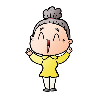 karikatür mutlu yaşlı kadın