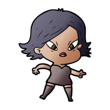 vektör çizim karikatür kadın vurguladı