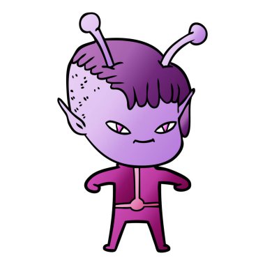 sevimli çizgi uzaylı kız