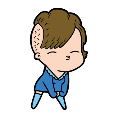 çizgi film kız gözlerini kısarak vektör çizim